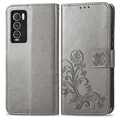 Leather Case Stands Flip Flowers Cover Holder for Realme GT Master Explorer 5G Gray