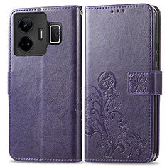 Leather Case Stands Flip Flowers Cover Holder for Realme GT Neo5 240W 5G Purple