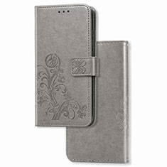 Leather Case Stands Flip Flowers Cover Holder for Samsung Galaxy A12 5G Gray