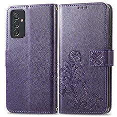 Leather Case Stands Flip Flowers Cover Holder for Samsung Galaxy A15 5G Purple