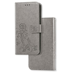 Leather Case Stands Flip Flowers Cover Holder for Samsung Galaxy A21 SC-42A Gray