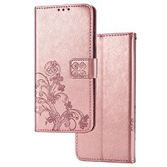 Leather Case Stands Flip Flowers Cover Holder for Samsung Galaxy A21 SC-42A Rose Gold