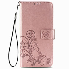 Leather Case Stands Flip Flowers Cover Holder for Samsung Galaxy A22 4G Pink