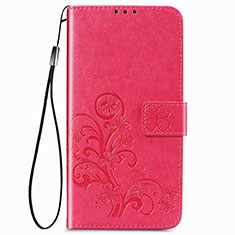 Leather Case Stands Flip Flowers Cover Holder for Samsung Galaxy A22 4G Red