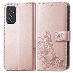 Leather Case Stands Flip Flowers Cover Holder for Samsung Galaxy A24 4G Pink