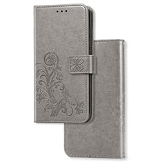 Leather Case Stands Flip Flowers Cover Holder for Samsung Galaxy A72 5G Gray