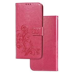Leather Case Stands Flip Flowers Cover Holder for Samsung Galaxy M01 Core Red