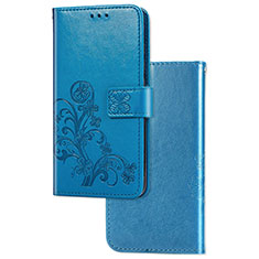 Leather Case Stands Flip Flowers Cover Holder for Samsung Galaxy M02s Blue