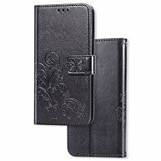 Leather Case Stands Flip Flowers Cover Holder for Samsung Galaxy Note 10 Lite Black