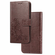 Leather Case Stands Flip Flowers Cover Holder for Samsung Galaxy Note 10 Lite Brown