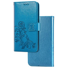 Leather Case Stands Flip Flowers Cover Holder for Samsung Galaxy S20 FE 4G Blue