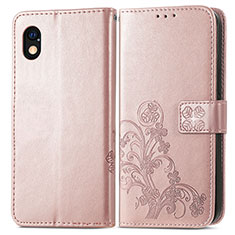 Leather Case Stands Flip Flowers Cover Holder for Sony Xperia Ace III SOG08 Pink