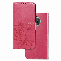 Leather Case Stands Flip Flowers Cover Holder for Xiaomi Mi 10i 5G Red