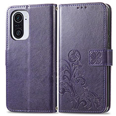 Leather Case Stands Flip Flowers Cover Holder for Xiaomi Mi 11X 5G Purple