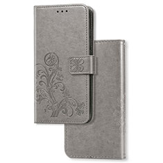Leather Case Stands Flip Flowers Cover Holder for Xiaomi Redmi 9T 4G Gray