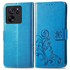 Leather Case Stands Flip Flowers Cover Holder for Xiaomi Redmi K60 Ultra 5G Blue