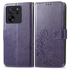 Leather Case Stands Flip Flowers Cover Holder for Xiaomi Redmi K60 Ultra 5G Purple