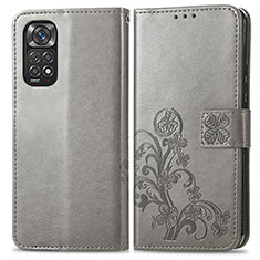 Leather Case Stands Flip Flowers Cover Holder for Xiaomi Redmi Note 12 Pro 4G Gray