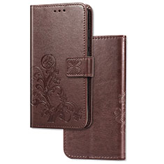 Leather Case Stands Flip Flowers Cover Holder for Xiaomi Redmi Note 9 Pro Brown
