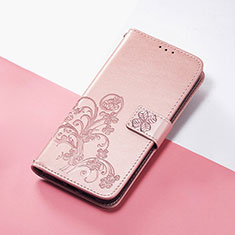 Leather Case Stands Flip Flowers Cover Holder S03D for Huawei Enjoy 50 Pro Rose Gold