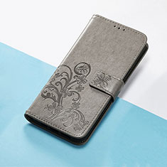 Leather Case Stands Flip Flowers Cover Holder S03D for Motorola Moto Edge (2023) 5G Gray