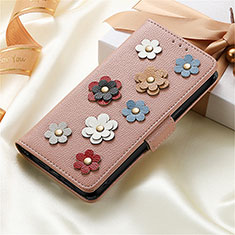 Leather Case Stands Flip Flowers Cover Holder S04D for Huawei Enjoy 50 Pro Rose Gold