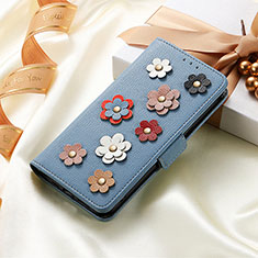 Leather Case Stands Flip Flowers Cover Holder S04D for Huawei Nova Y71 Blue