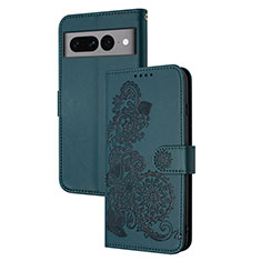 Leather Case Stands Flip Flowers Cover Holder Y01X for Google Pixel 7 Pro 5G Green