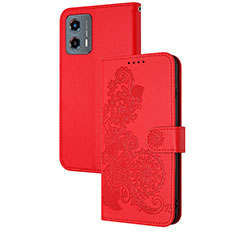 Leather Case Stands Flip Flowers Cover Holder Y01X for Motorola Moto G 5G (2023) Red