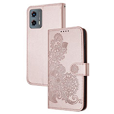 Leather Case Stands Flip Flowers Cover Holder Y01X for Motorola Moto G 5G (2023) Rose Gold