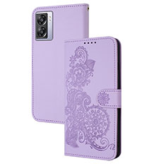 Leather Case Stands Flip Flowers Cover Holder Y01X for Realme V23i 5G Purple