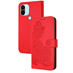 Leather Case Stands Flip Flowers Cover Holder Y01X for Xiaomi Redmi A1 Plus Red