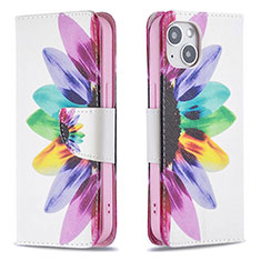 Leather Case Stands Flip Flowers Cover L01 Holder for Apple iPhone 14 Colorful