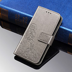 Leather Case Stands Flip Flowers Cover L01 Holder for Xiaomi Mi 11 Lite 4G Gray