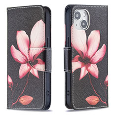 Leather Case Stands Flip Flowers Cover L07 Holder for Apple iPhone 13 Brown