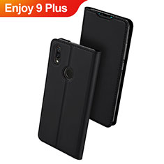 Leather Case Stands Flip Holder Cover for Huawei Enjoy 9 Plus Black