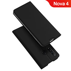 Leather Case Stands Flip Holder Cover for Huawei Nova 4 Black