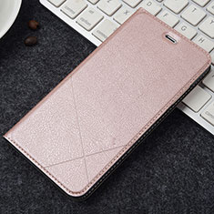 Leather Case Stands Flip Holder Cover for Oppo A3 Rose Gold