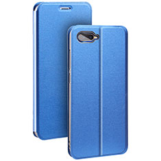 Leather Case Stands Flip Holder Cover for Oppo R17 Neo Blue