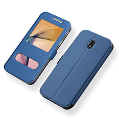 Leather Case Stands Flip Holder Cover for Samsung Galaxy J5 (2017) Duos J530F Blue