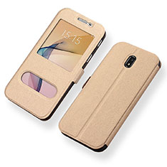 Leather Case Stands Flip Holder Cover for Samsung Galaxy J5 (2017) Duos J530F Gold