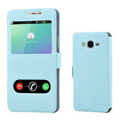 Leather Case Stands Flip Holder Cover for Samsung Galaxy On7 Pro Sky Blue