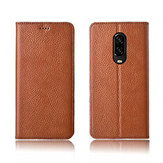Leather Case Stands Flip Holder Cover L01 for OnePlus 6T Orange