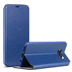 Leather Case Stands Flip Holder Cover P01 for Samsung Galaxy S8 Blue