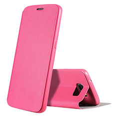 Leather Case Stands Flip Holder Cover S01 for Samsung Galaxy S7 G930F G930FD Hot Pink