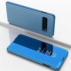 Leather Case Stands Flip Holder Mirror Cover for Samsung Galaxy S10 Plus Sky Blue