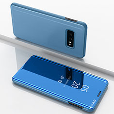 Leather Case Stands Flip Holder Mirror Cover for Samsung Galaxy S10e Sky Blue