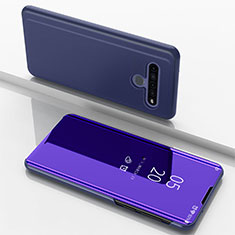 Leather Case Stands Flip Mirror Cover Holder for LG K61 Purple