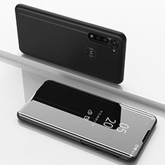 Leather Case Stands Flip Mirror Cover Holder for Motorola Moto G8 Power Black