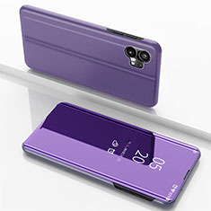 Leather Case Stands Flip Mirror Cover Holder for Nothing Phone 1 Clove Purple